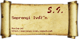 Seprenyi Iván névjegykártya
